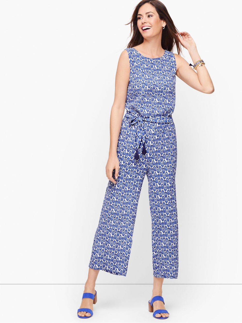Talbots ZIG ZAG IKAT JUMPSUIT 100% viscose women’s size 14